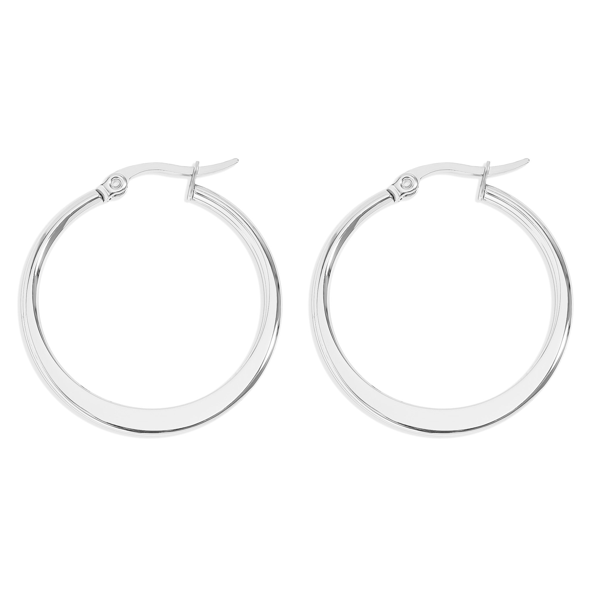 Stainless Steel Flat Oval Tube Hoop Earrings