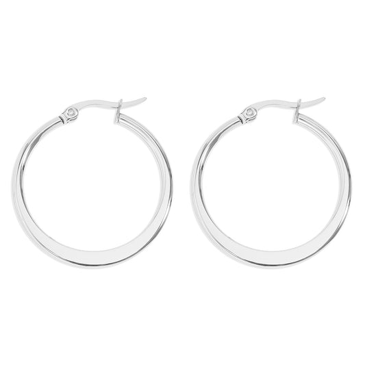 Stainless Steel Flat Oval Tube Hoop Earrings