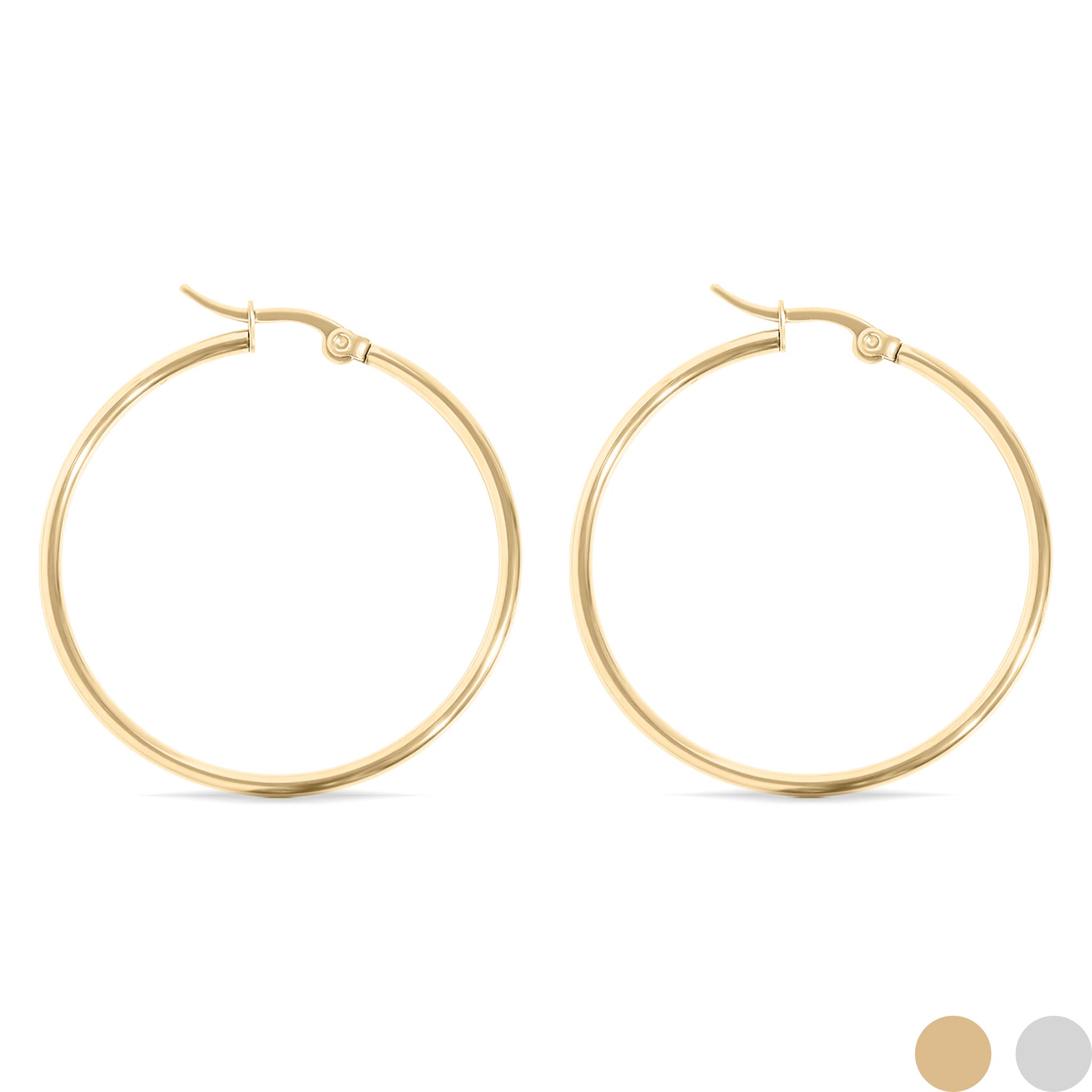 18K Gold PVD Stainless Steel Round Tube Hoop Earrings