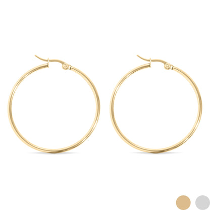 18K Gold PVD Stainless Steel Round Tube Hoop Earrings