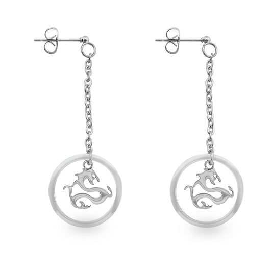 Stainless Steel Cutout Dragon Drop Earrings