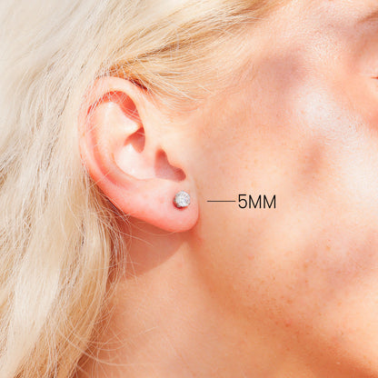 Stainless Steel Round CZ Stud Earrings