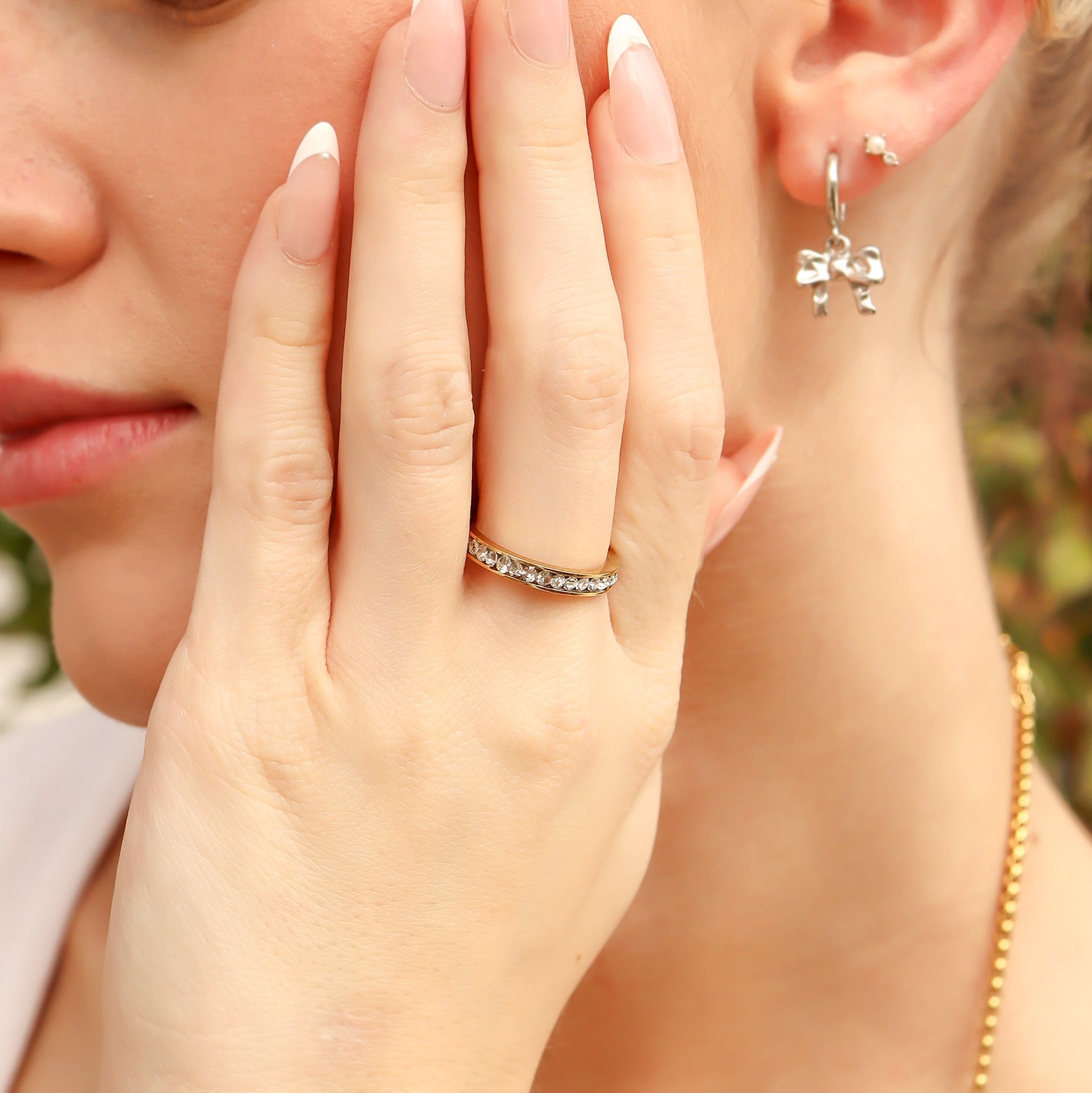 18K Gold PVD Stainless Steel CZ Eternity Ring