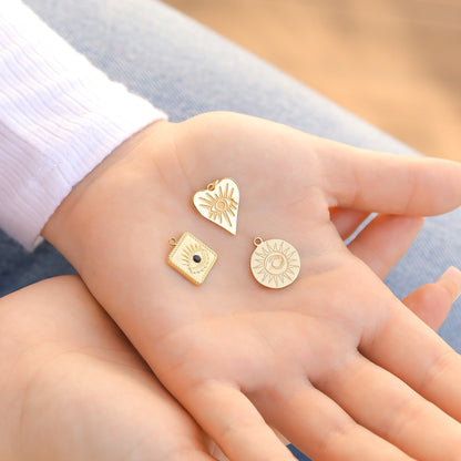18K Gold PVD Stainless Steel Evil Eye Charm Set