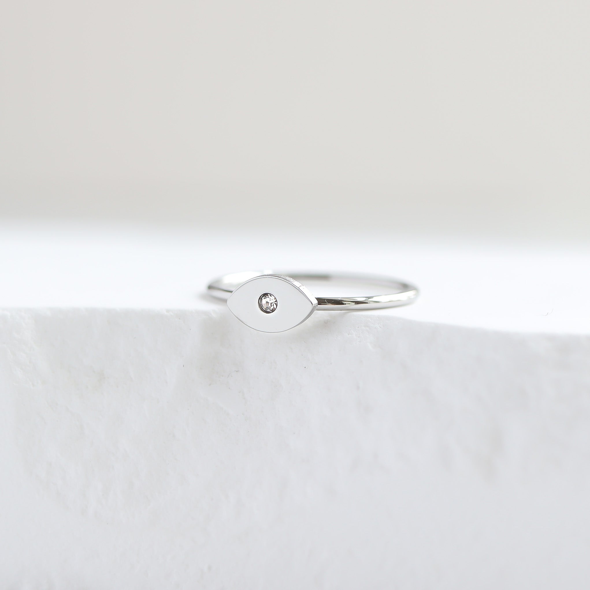 18K Gold PVD Stainless Steel CZ Stone Evil Eye Symbol Ring