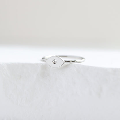 18K Gold PVD Stainless Steel CZ Stone Evil Eye Symbol Ring