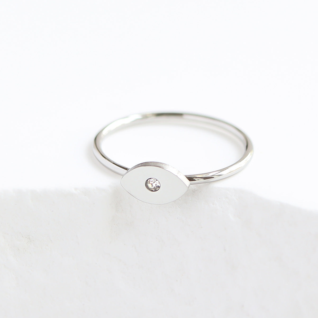 18K Gold PVD Stainless Steel CZ Stone Evil Eye Symbol Ring