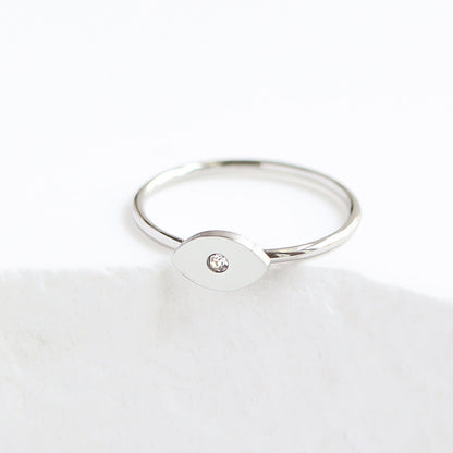 18K Gold PVD Stainless Steel CZ Stone Evil Eye Symbol Ring