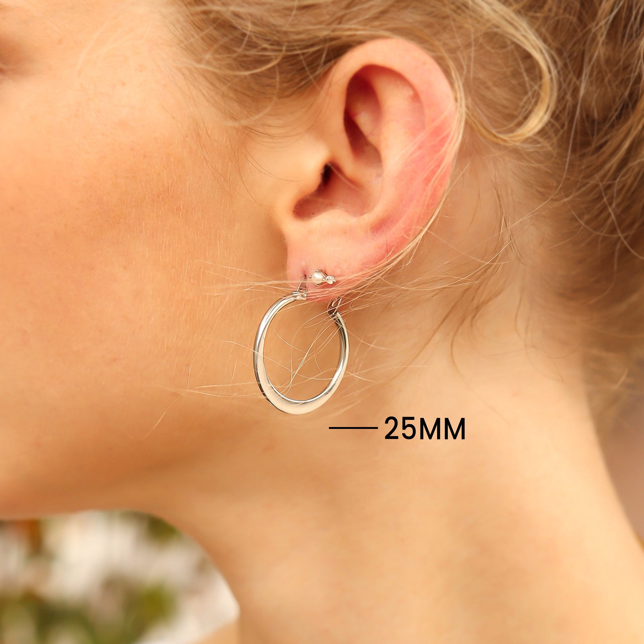 Stainless Steel Flat Oval Tube Hoop Earrings