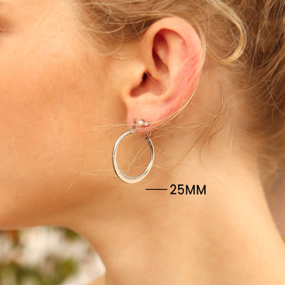 Stainless Steel Flat Oval Tube Hoop Earrings