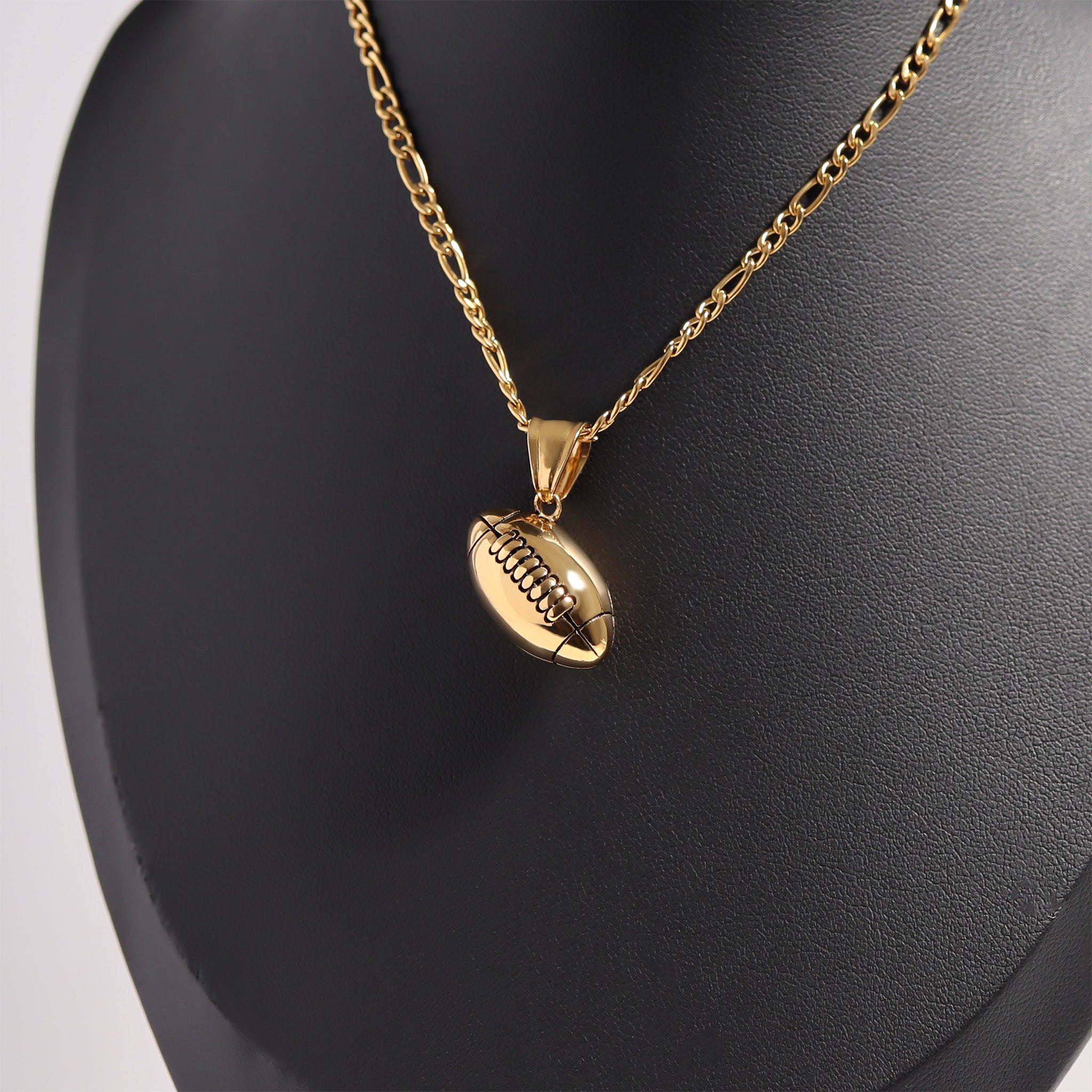 18K Gold PVD 3D Football Pendant
