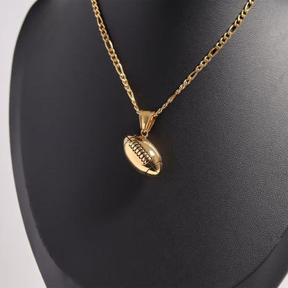 18K Gold PVD 3D Football Pendant