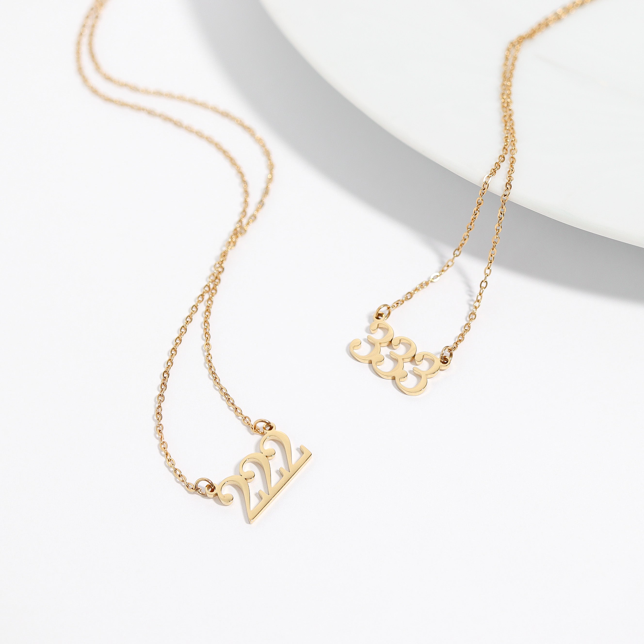 27 pc 18K Gold PVD Stainless Steel Angel Number Necklace Set