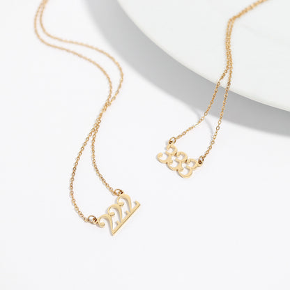 27 pc 18K Gold PVD Stainless Steel Angel Number Necklace Set