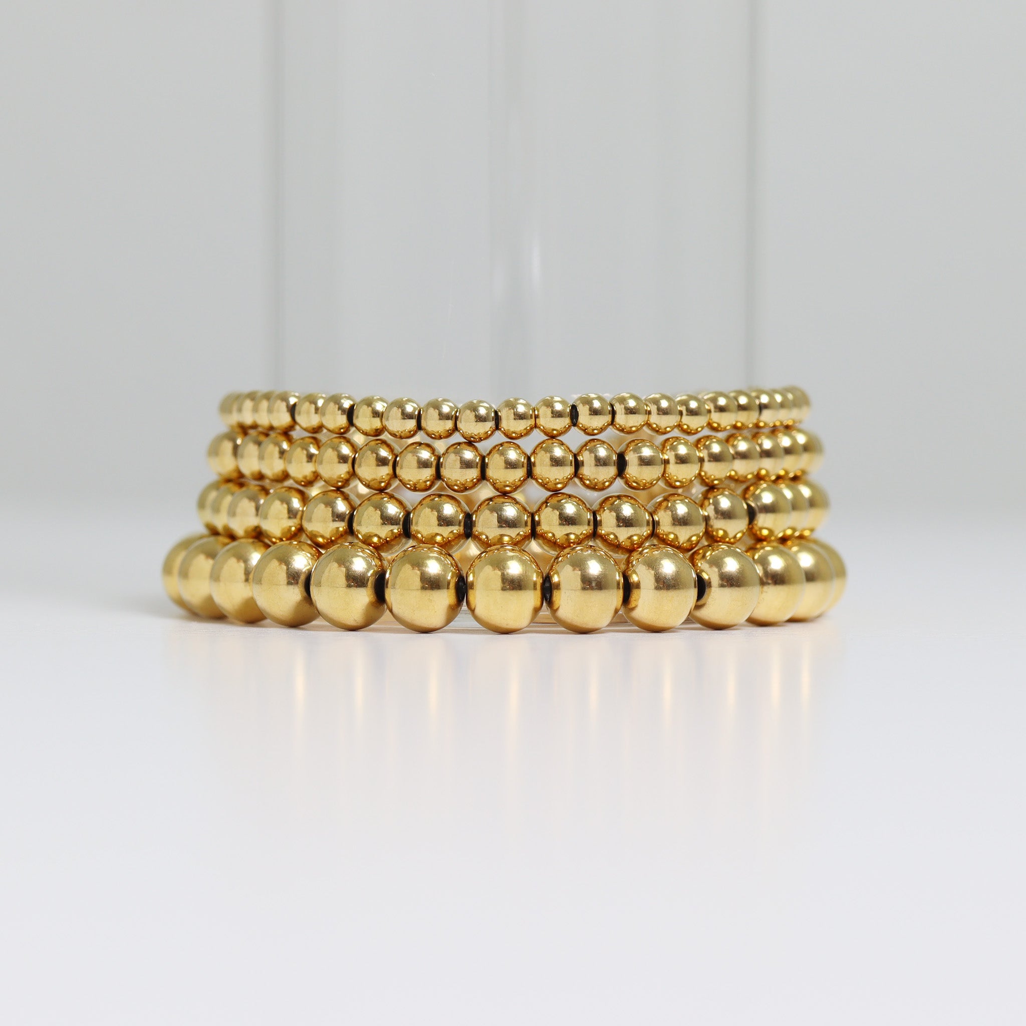 18K Gold PVD Stainless Steel Beaded Stretch Bracelet