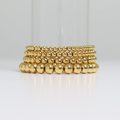 18K Gold PVD Stainless Steel Beaded Stretch Bracelet