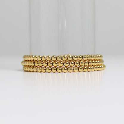 18K Gold PVD Stainless Steel Beaded Stretch Bracelet