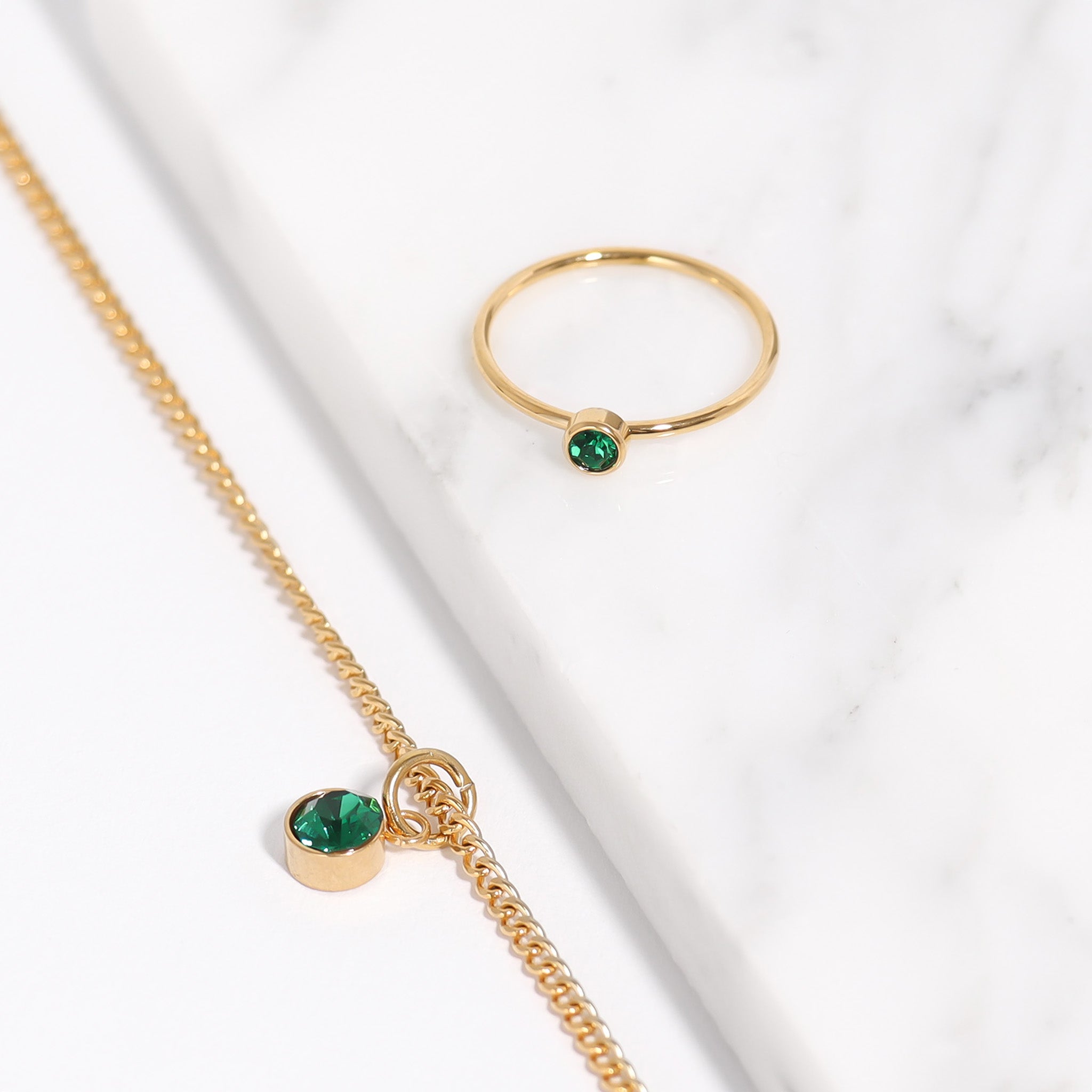 18K Gold PVD Stainless Steel Birthstone Stacking Ring