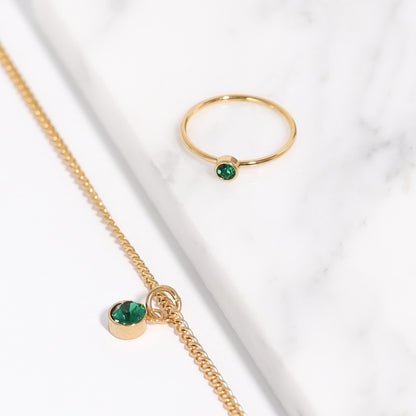 18K Gold PVD Stainless Steel Birthstone Stacking Ring