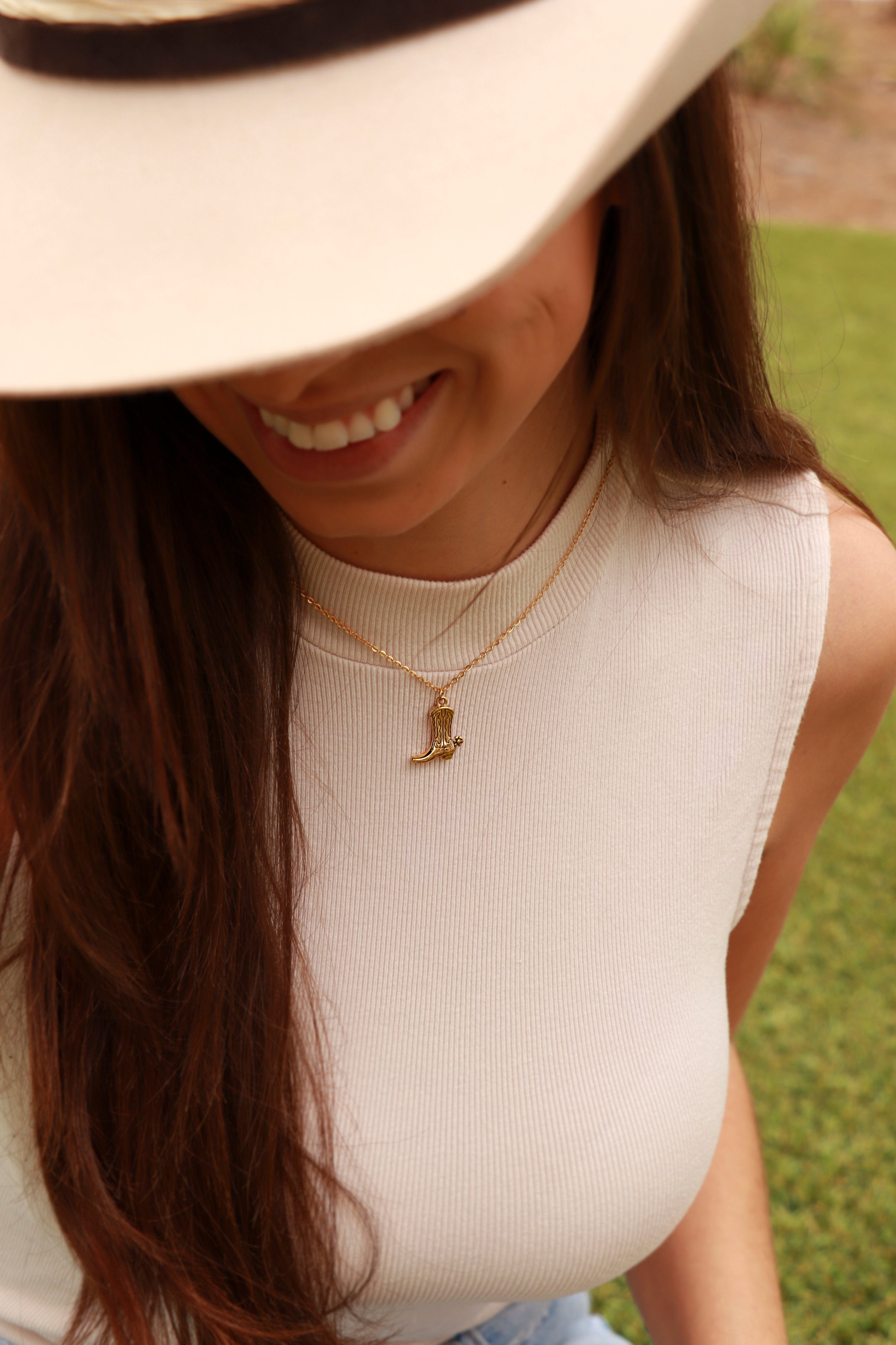 18K Gold PVD Stainless Steel Cowboy Boot Pendant