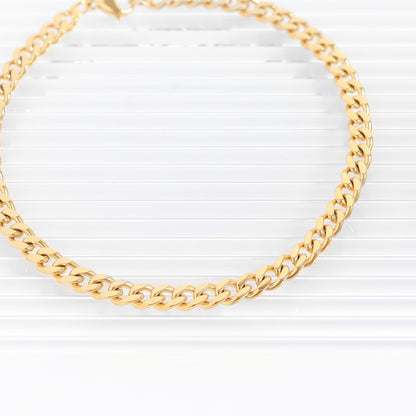 18K Gold PVD Stainless Steel Diamond Cut Curb Chain Bracelet