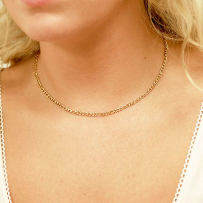 18K Gold PVD Stainless Steel Figaro Chain Necklace