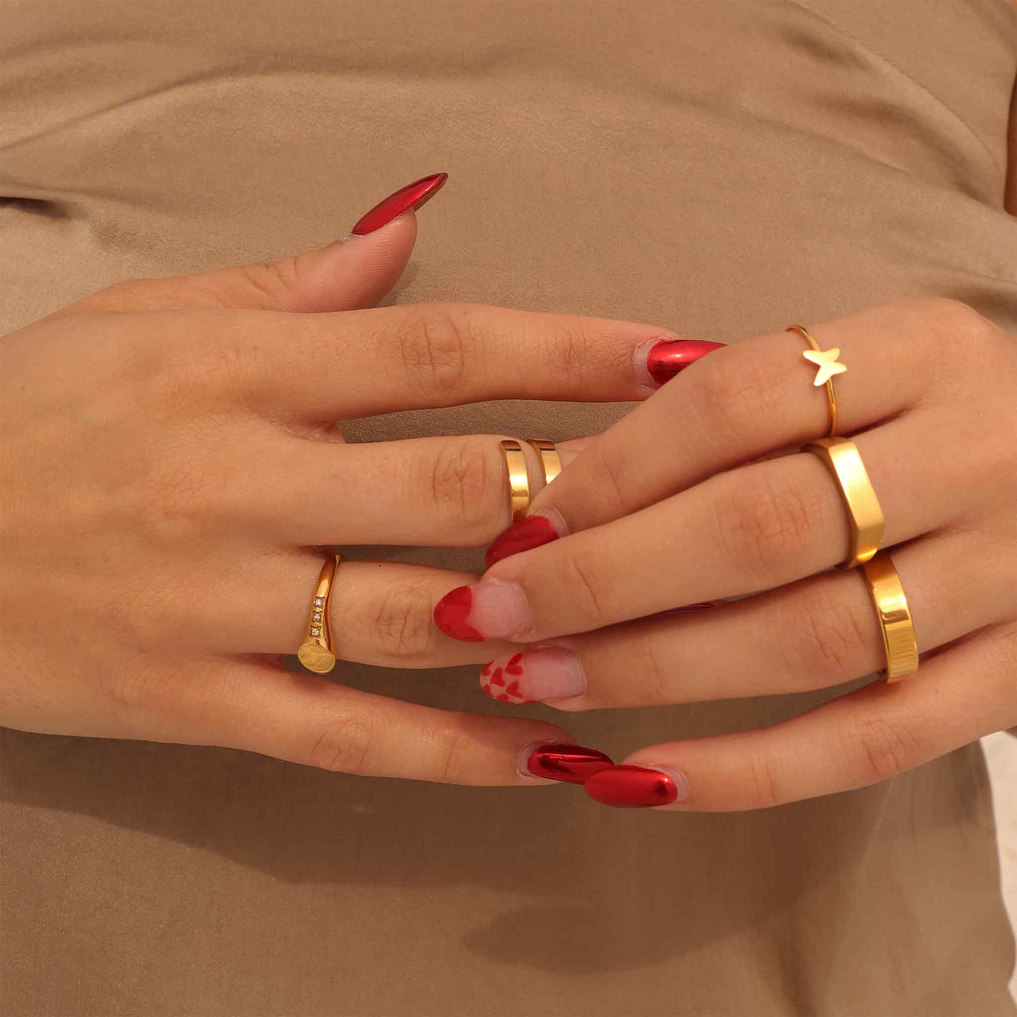 18K Gold PVD Stainless Steel Blank Engravable 2 Name Wrap Ring