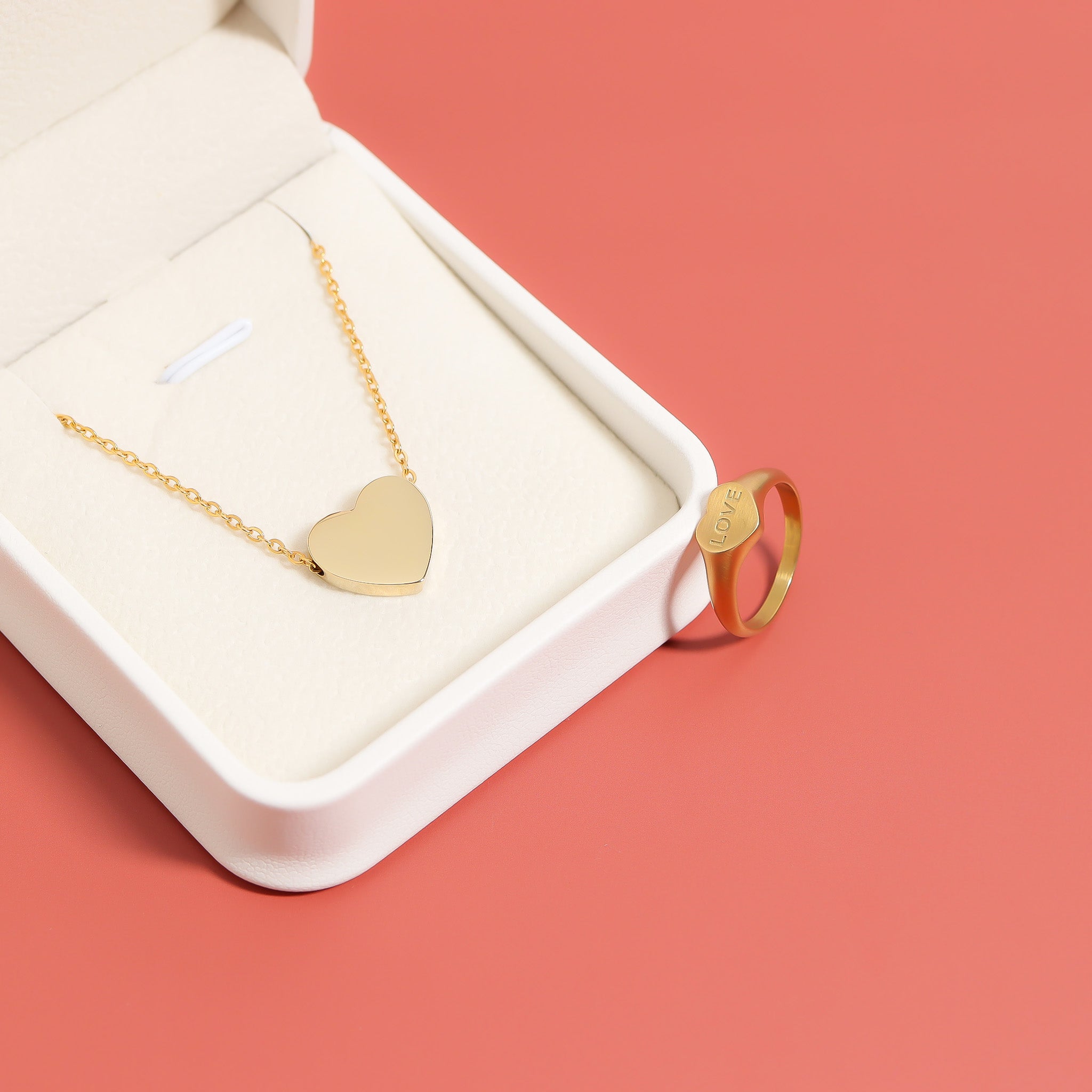 18K Gold PVD Stainless Steel Blank Heart Necklace