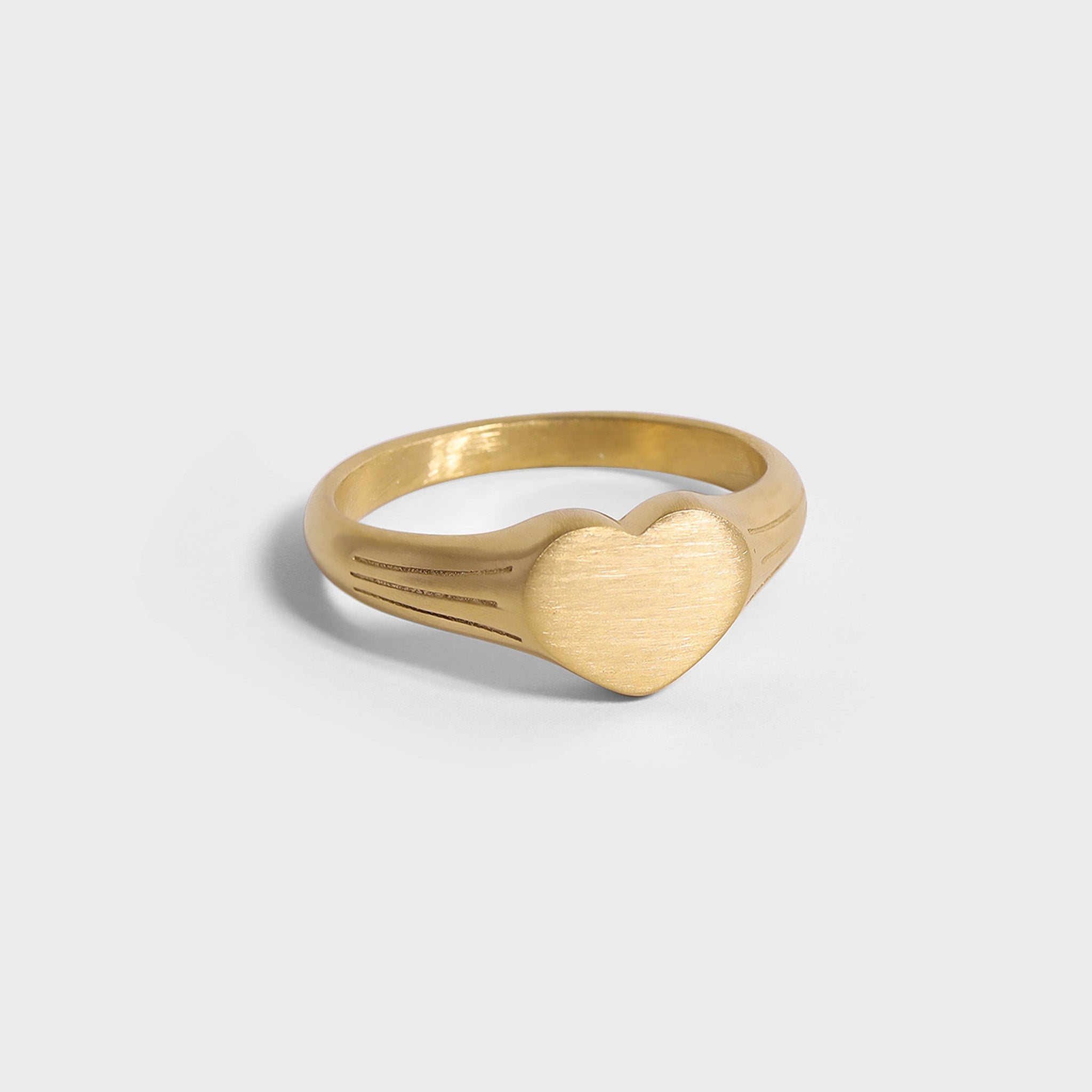 18K Gold PVD Stainless Steel Blank Engravable Heart Signet Ring