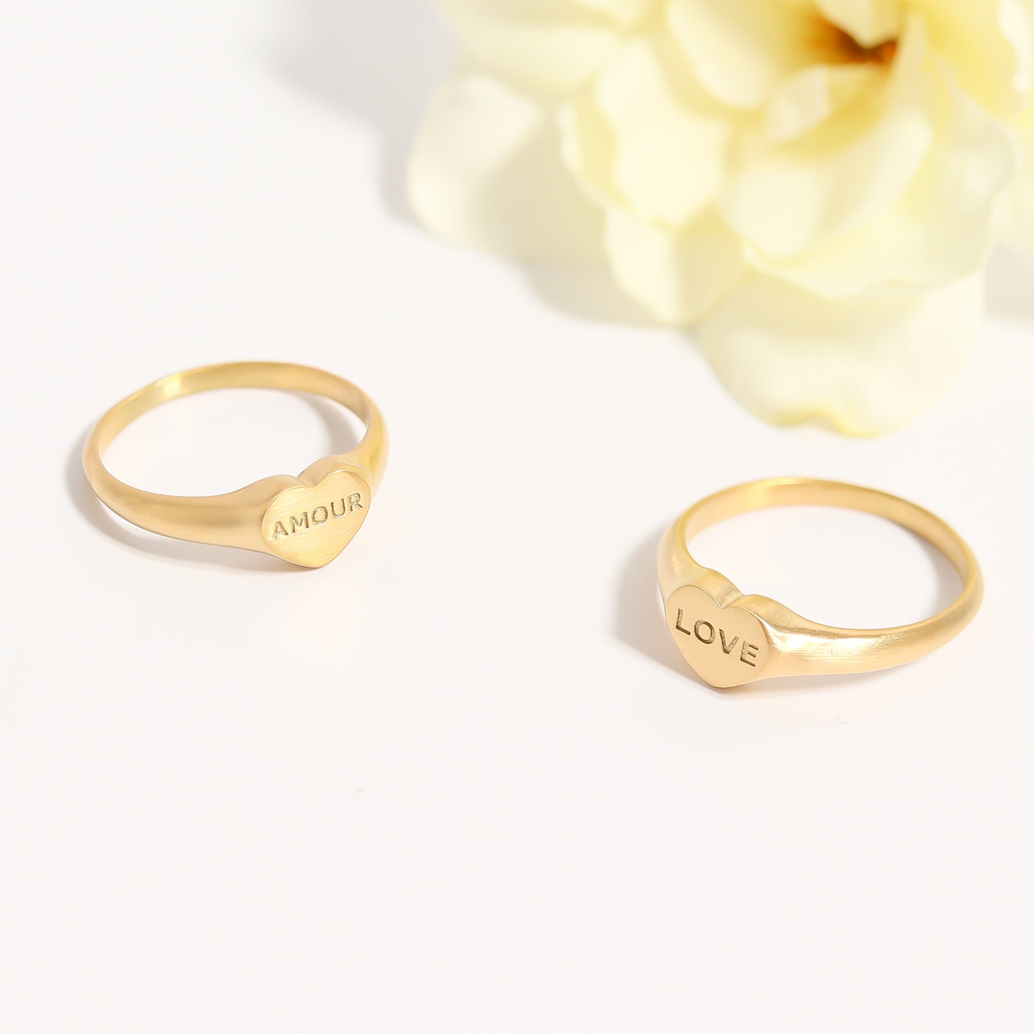 18K Gold PVD Stainless Steel Love Heart Signet Ring