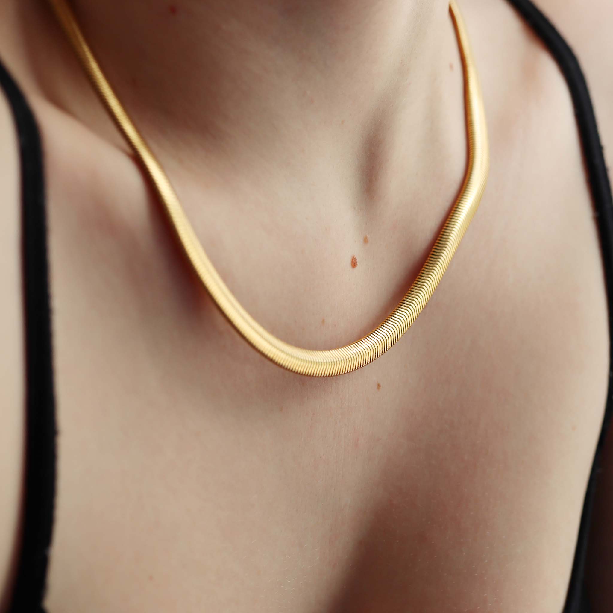 Stainless Steel Gold Snake Chain Necklace