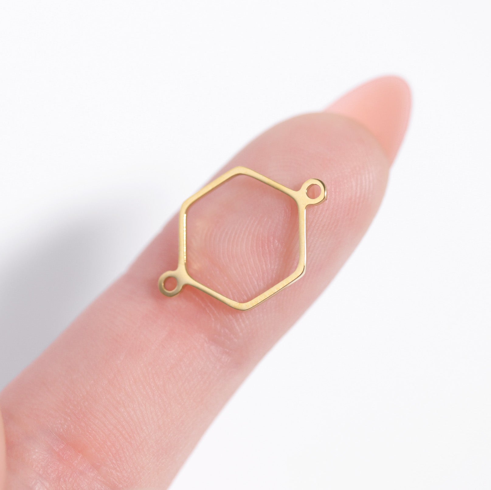18K Gold PVD Stainless Steel Hexagon Connector Charms