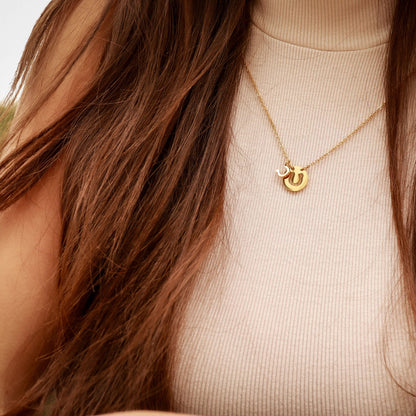 18K Gold PVD Stainless Steel Horseshoe Cutout Necklace