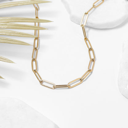 18K Gold PVD Stainless Steel Paperclip Chain - By The Foot