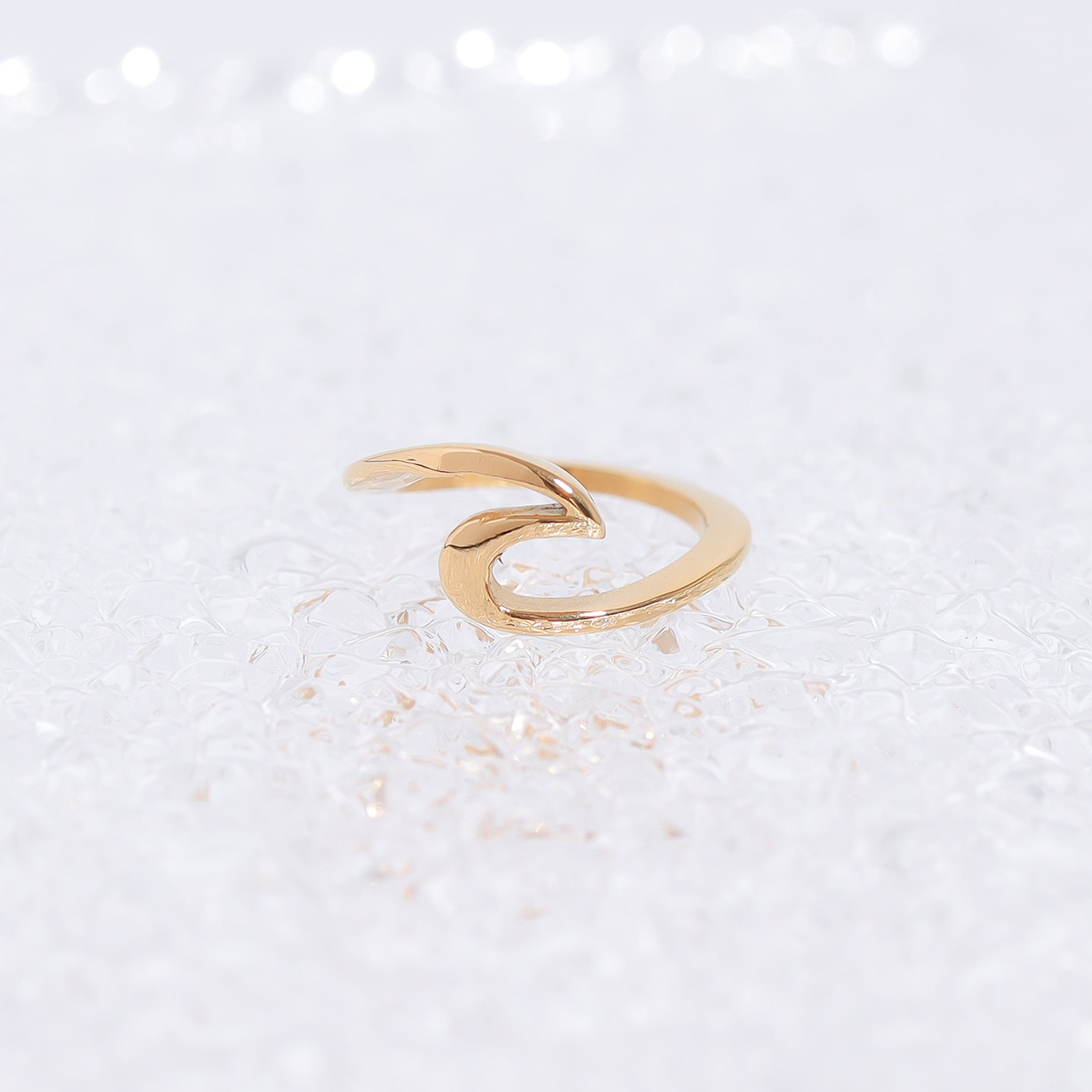 Stainless Steel 18K Gold PVD Coated Wave Ring