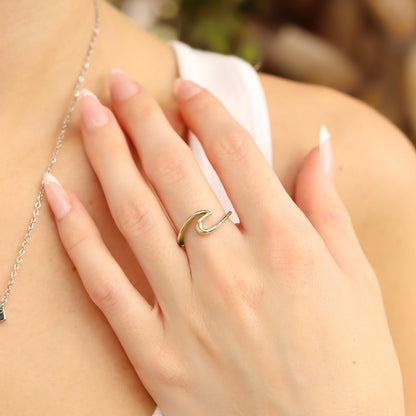 Stainless Steel 18K Gold PVD Coated Wave Ring