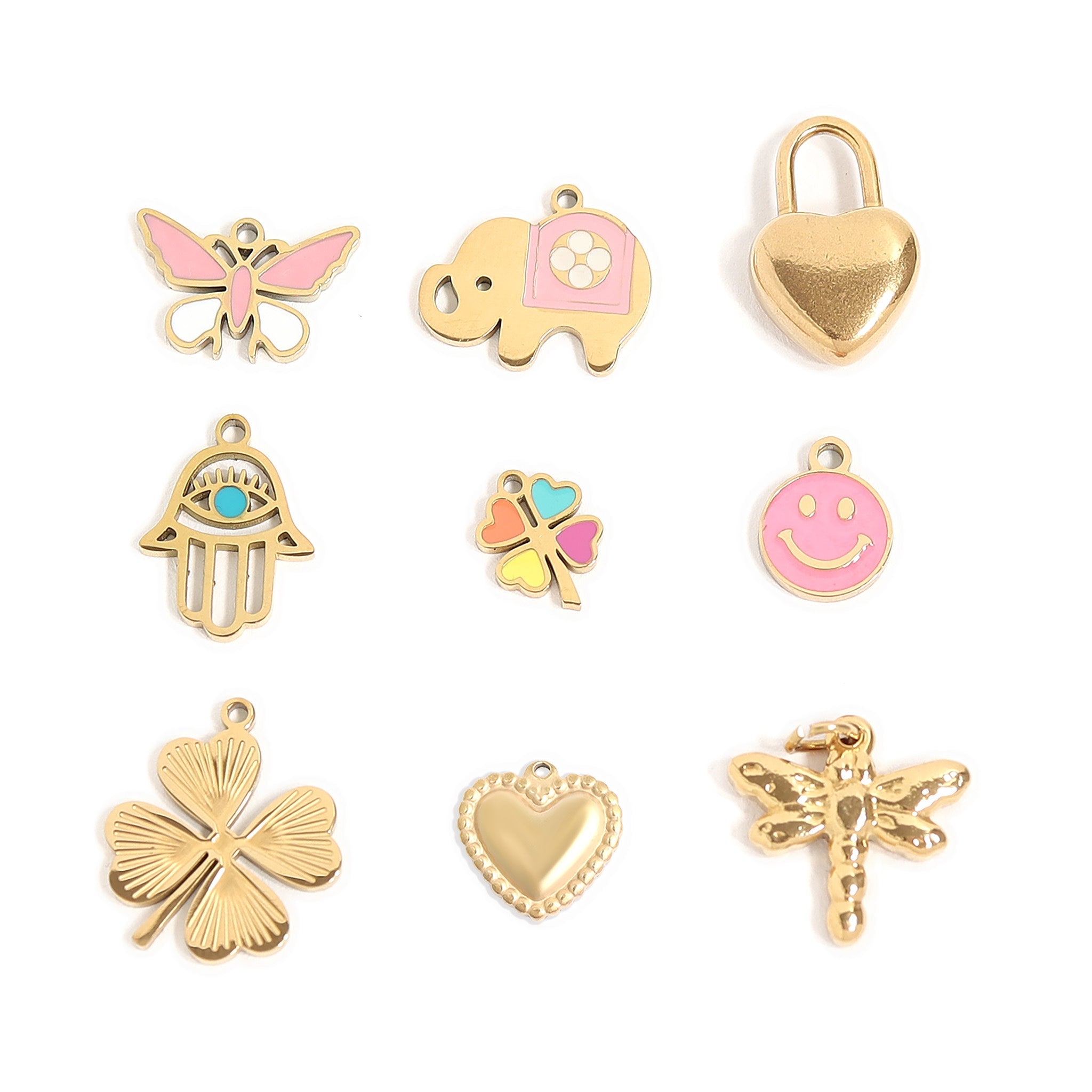 18K Gold PVD Stainless Steel Goodluck Charm Set