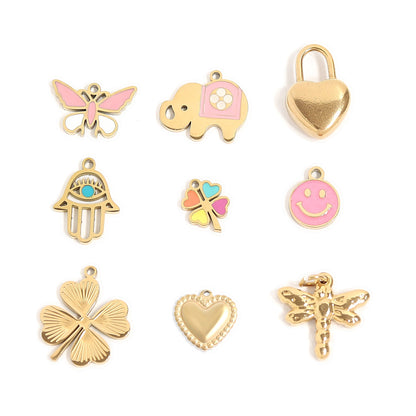 18K Gold PVD Stainless Steel Goodluck Charm Set