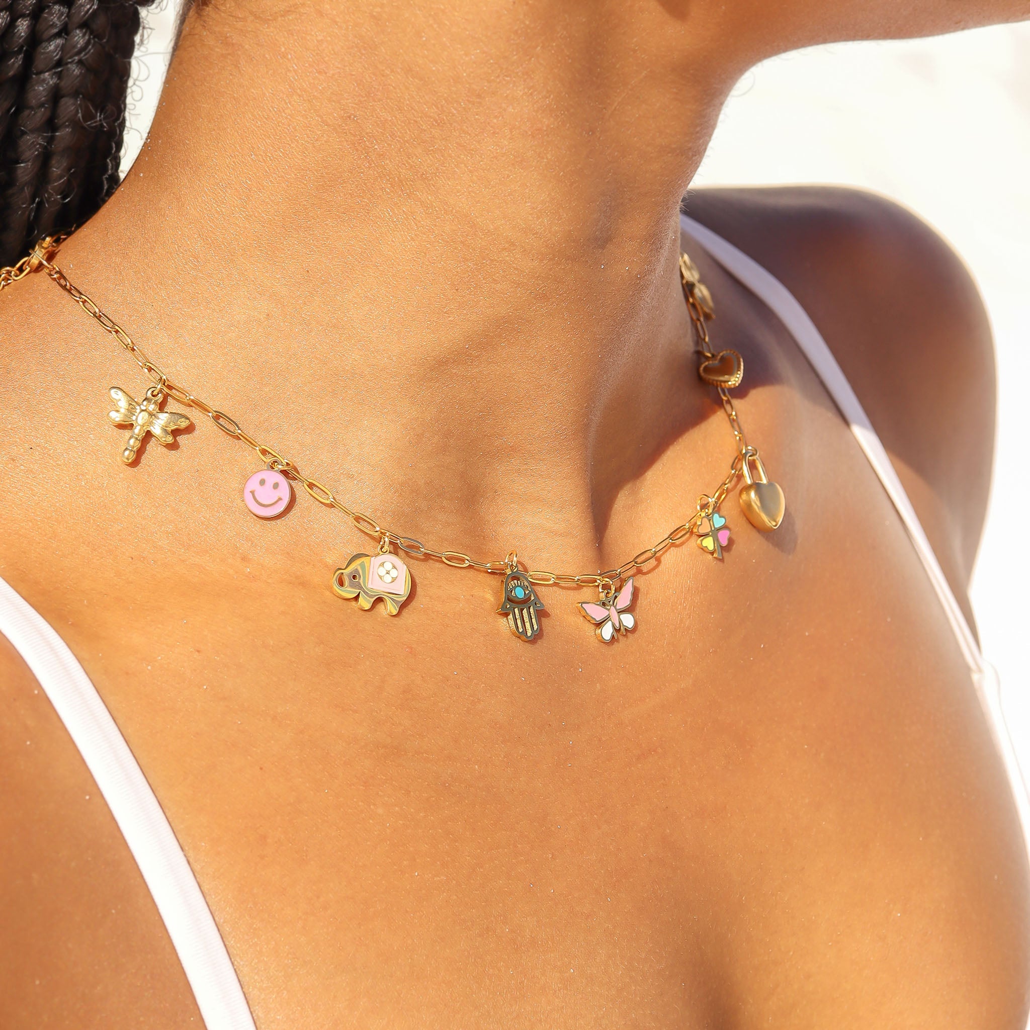 18K Gold PVD Stainless Steel Goodluck Charm Set