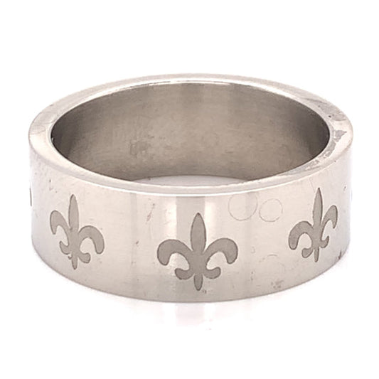 Highly Polished Fluer De Lis Stainless Steel Ring