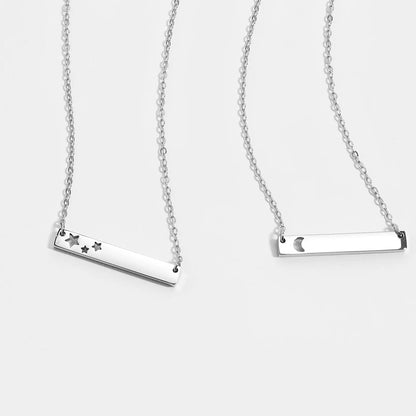 18K Gold PVD Stainless Steel Moon Cutout Horizontal Bar Necklace