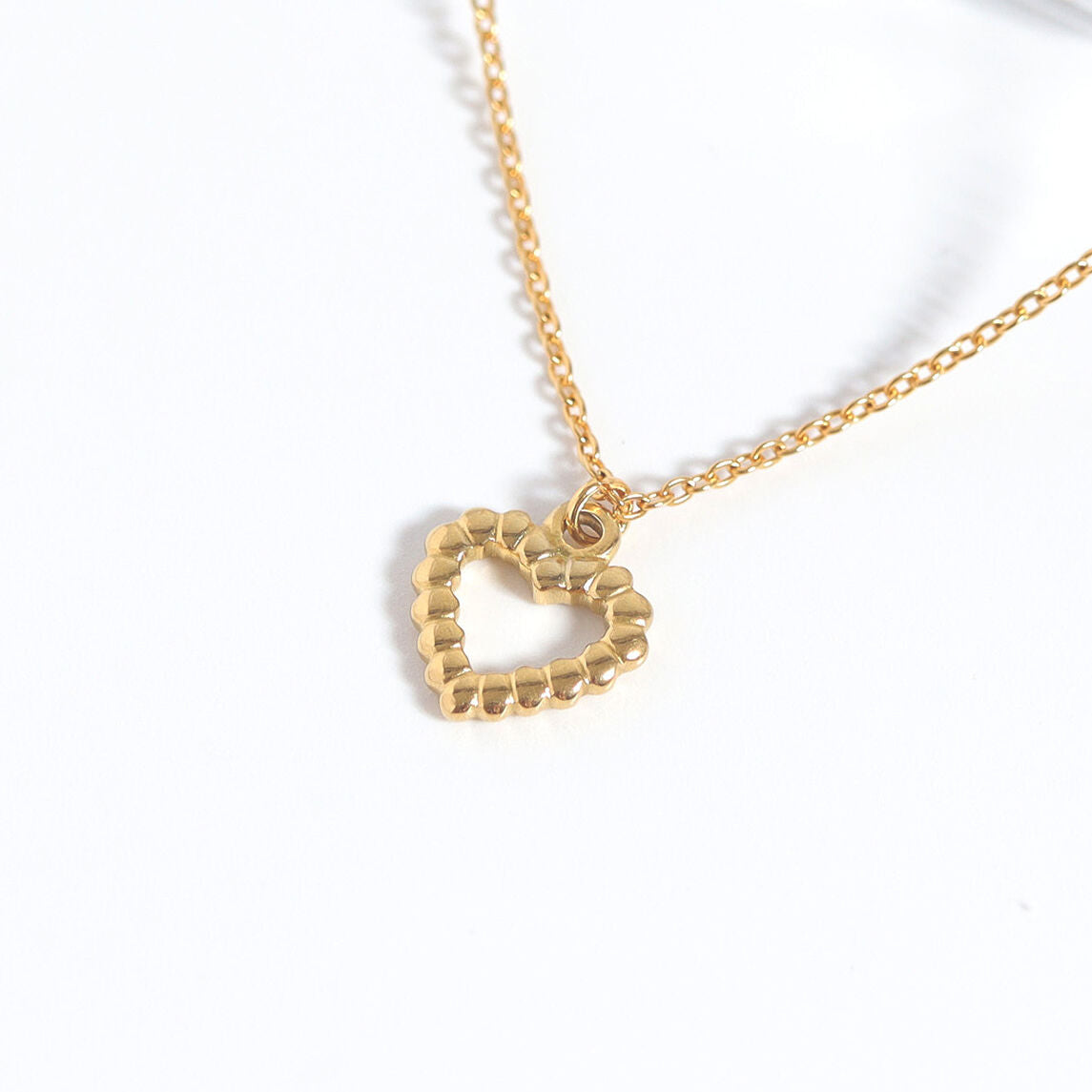 18K Gold PVD Stainless Steel Textured Heart Charm