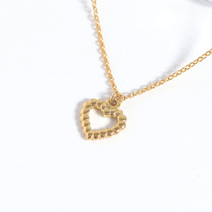 18K Gold PVD Stainless Steel Textured Heart Charm