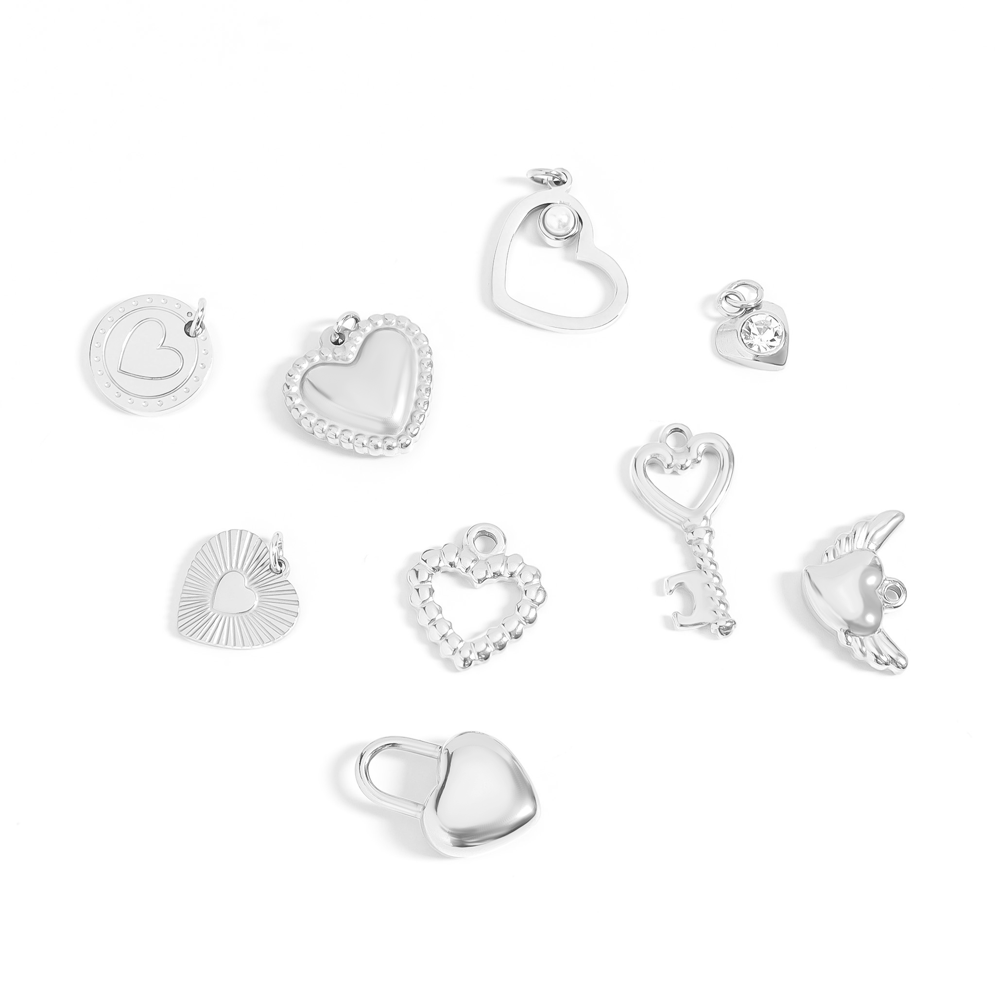18K Gold PVD Stainless Steel Heart Charm Set