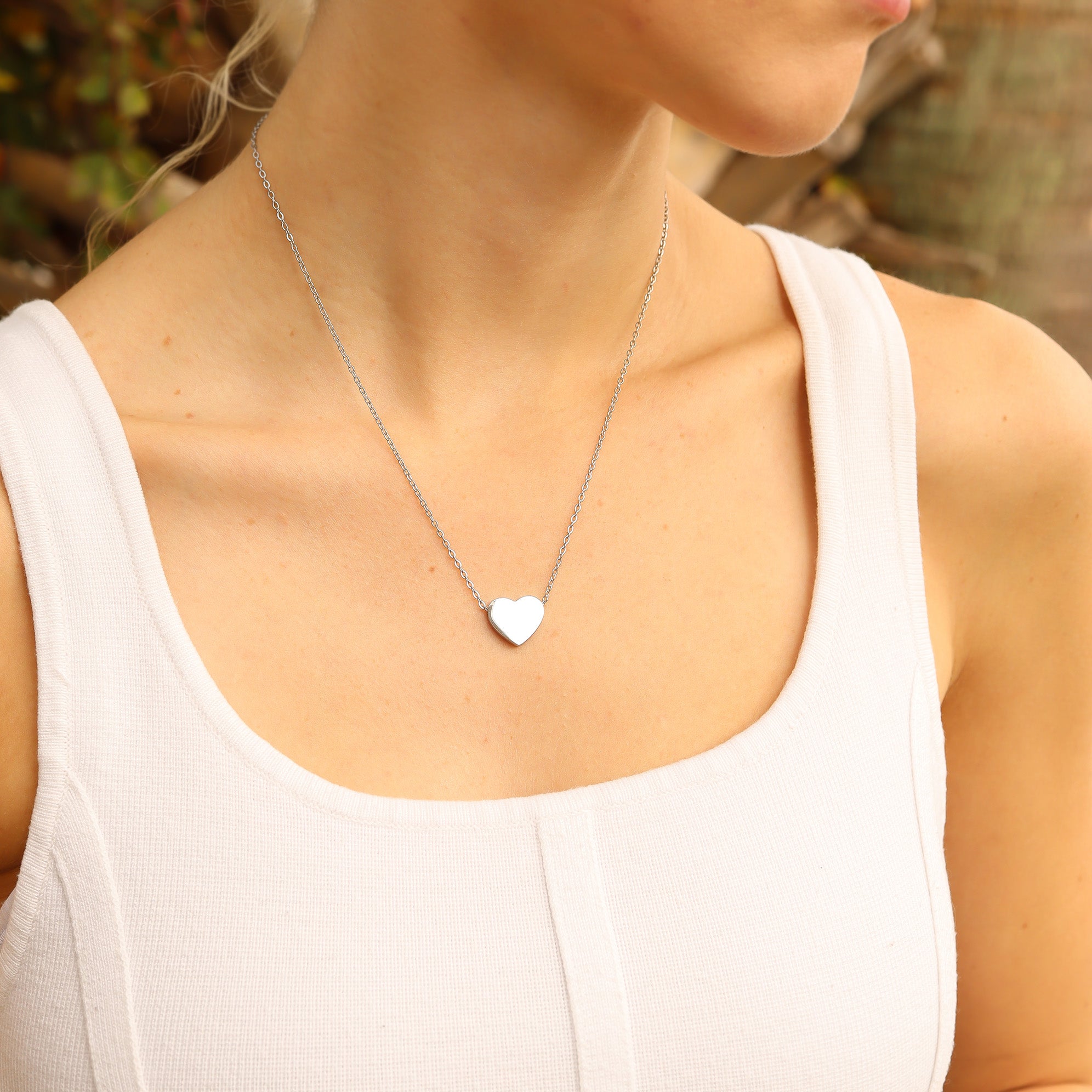 18K Gold PVD Stainless Steel Blank Heart Necklace