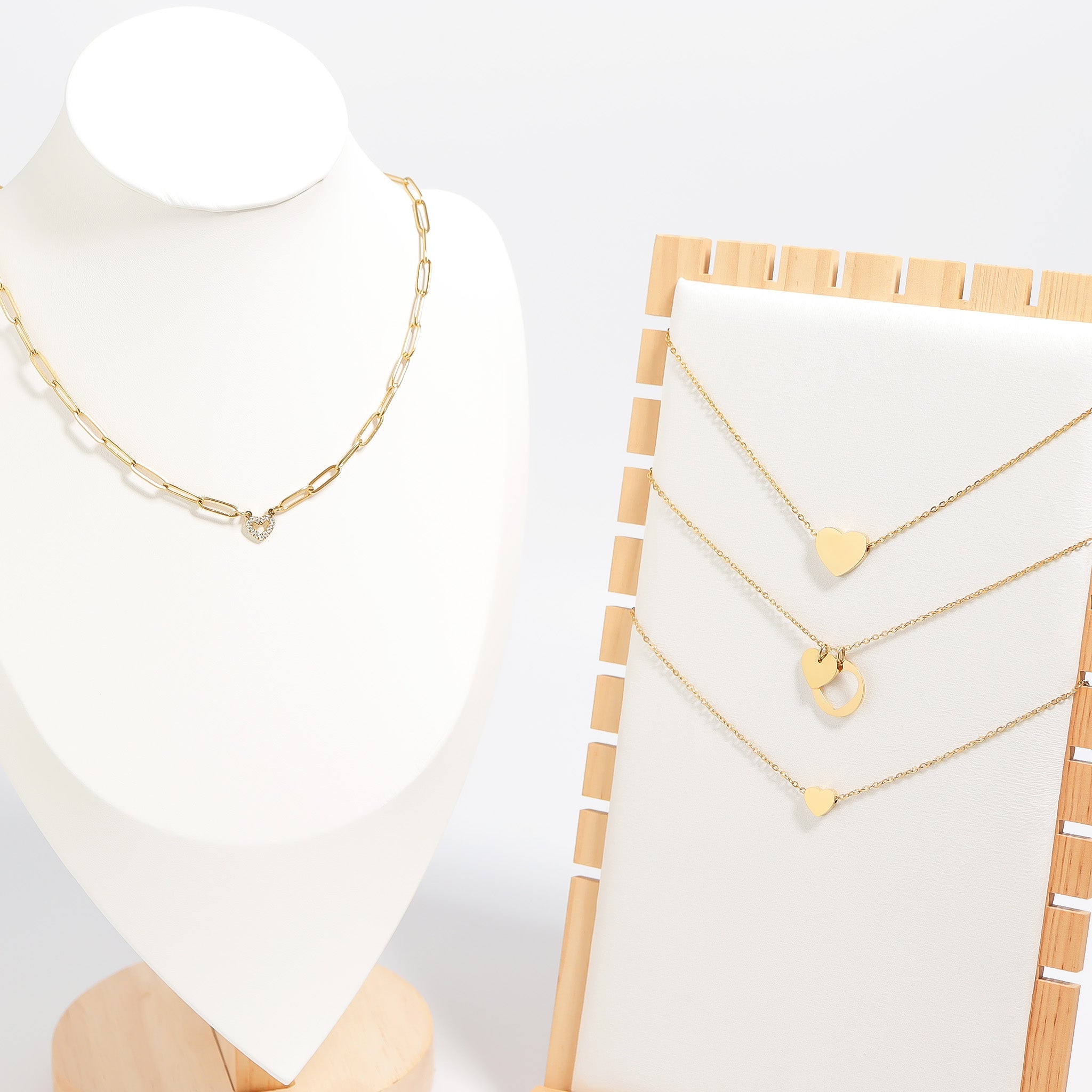 18K Gold PVD Stainless Steel Blank Heart Necklace