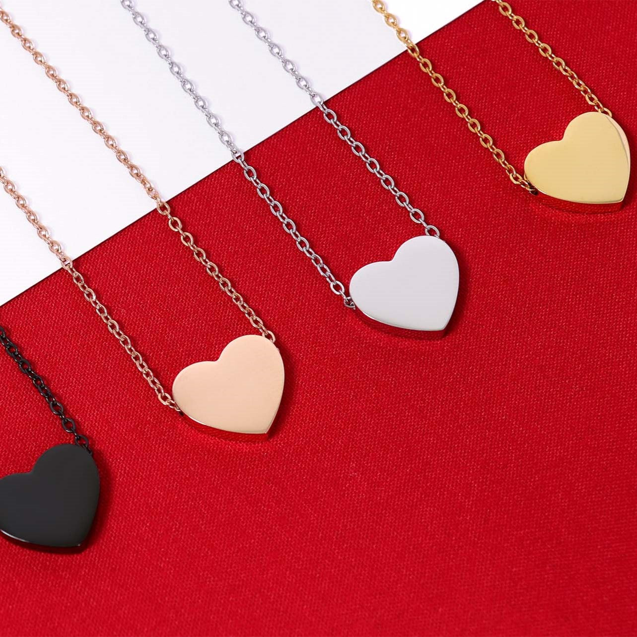 18K Gold PVD Stainless Steel Blank Heart Necklace