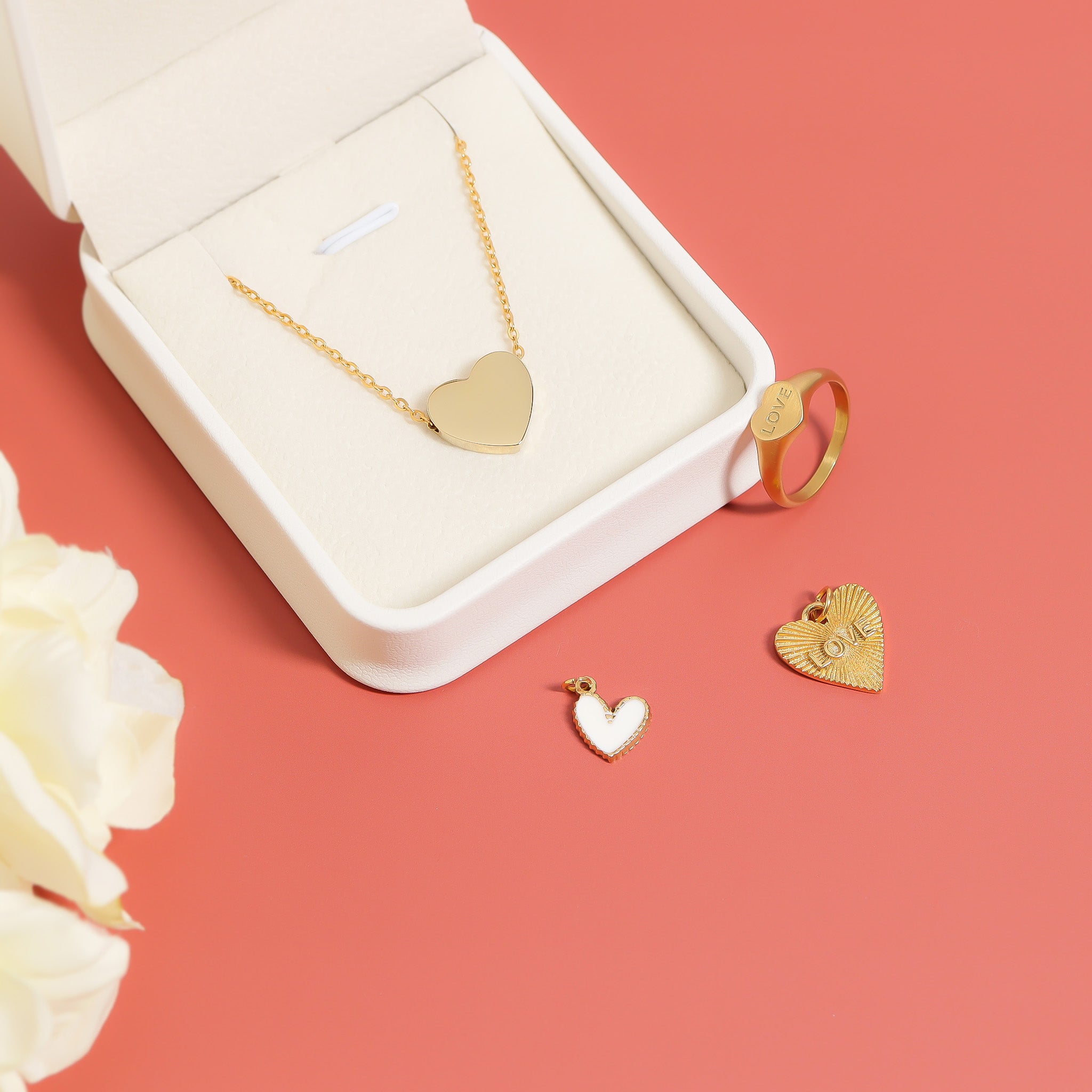 18K Gold PVD Stainless Steel Blank Heart Necklace
