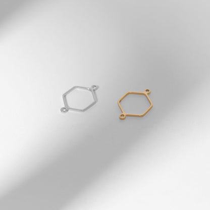 18K Gold PVD Stainless Steel Hexagon Connector Charms