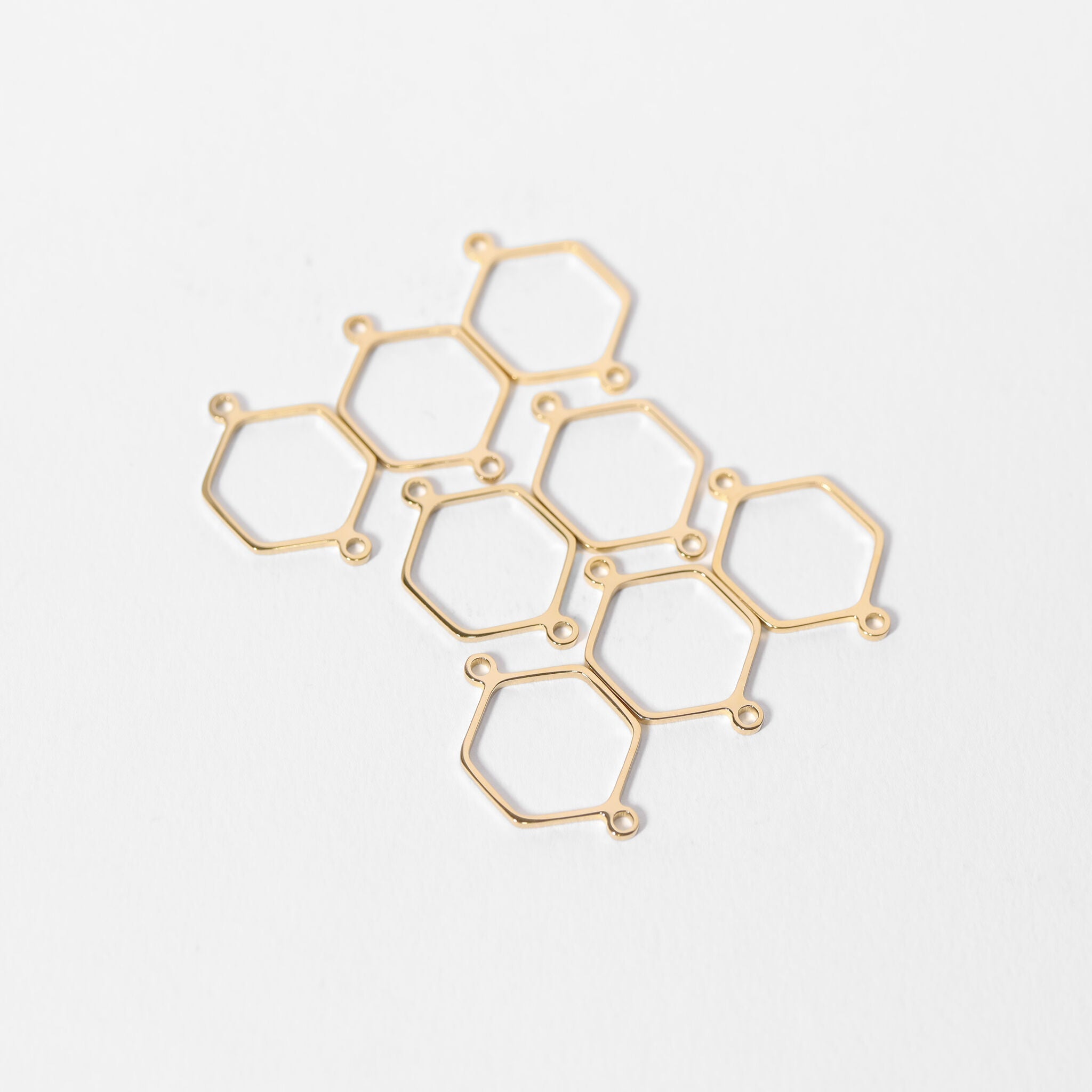 18K Gold PVD Stainless Steel Hexagon Connector Charms